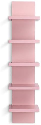 5 Tier Floating Wall Shelves Pink Vertical Storage