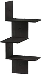 Furinno Rossi Wall Mounted Shelves 3 Tier Rectangle Espresso Black