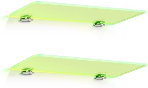 12 Inch Floating Shelves Neon Clear Green 2 Pcs