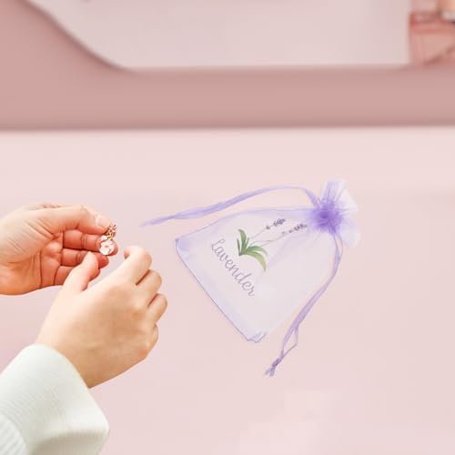LOGOFUN 20PCS Lavender Sachet Drawstring Bags - Light Purple