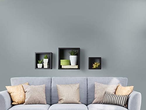 Melannco Set of 3 Floating Square Wood Shelves - Espresso