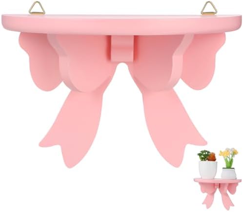 DOITOOL Wooden Floating Shelf Wall Mounted Pink