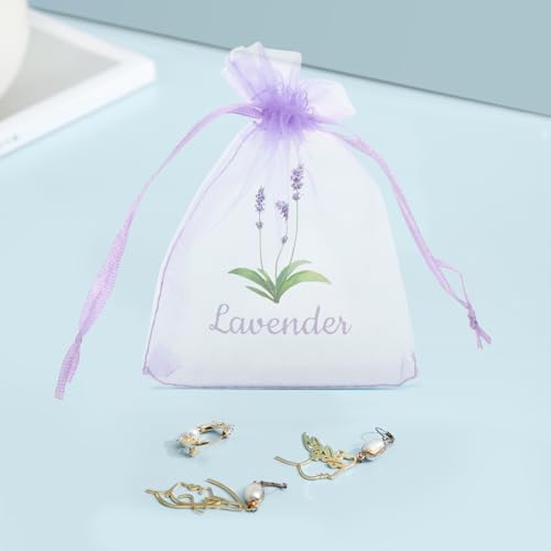 LOGOFUN 20PCS Lavender Sachet Drawstring Bags - Light Purple