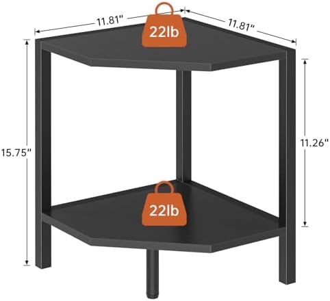 Greso Hom Corner Shelf Stand 2 Tier Black