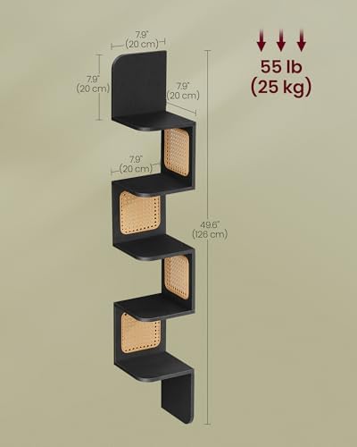 VASAGLE 5-Tier Corner Shelf with PVC Rattan Sides