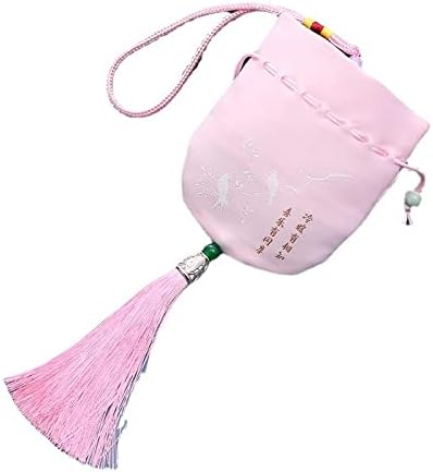 4 Pcs Chinese Tradition Small Sachet Bags with Drawstring and Tassel Pink