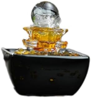 Black Tabletop Fountain with Glass Yuanbao and Circulating Water