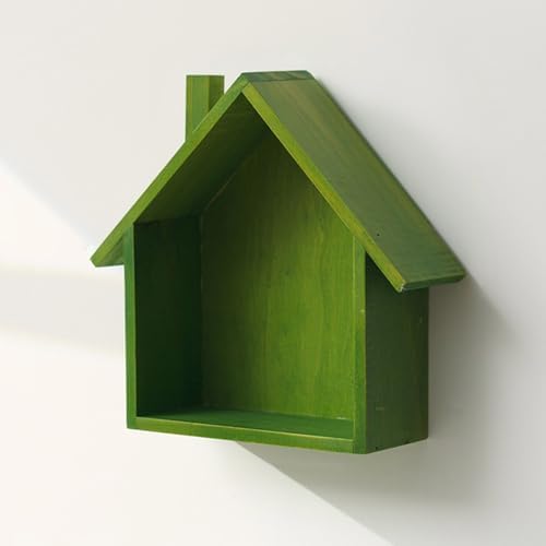 Colorful House Shaped Floating Display Shelf Green