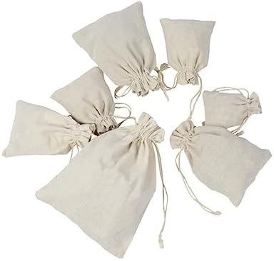 PartyKindom 4pcs Drawstring Pouch Bags for Herbs and Tea Travel