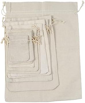 PartyKindom 4pcs Drawstring Pouch Bags for Herbs and Tea Travel