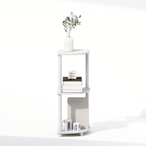 Furinno Turn-N-Tube 3-Tier Corner Shelf White