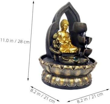 Happyyami 110v Resin Buddha Waterfall Fountain Tabletop Decor