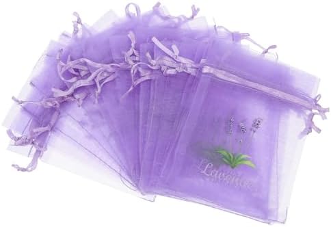 LOGOFUN 20PCS Lavender Sachet Drawstring Bags - Light Purple