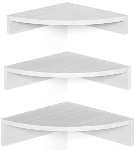 Alsonerbay White Corner Shelf Wall Mount Set of 3