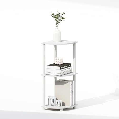 Furinno Turn-N-Tube 3-Tier Corner Shelf White