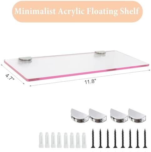 Small Floating Shelves 12x4 Inch Pink 2 Pcs