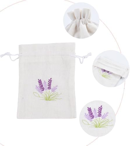 Set of 10 Cotton Linen Lavender Scented Bags for Jewelry Storage