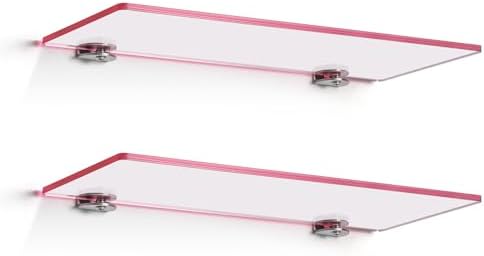 Small Floating Shelves 12x4 Inch Pink 2 Pcs