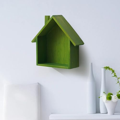 Colorful House Shaped Floating Display Shelf Green