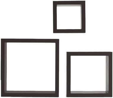 Melannco Set of 3 Floating Square Wood Shelves - Espresso