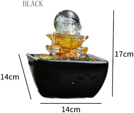 Black Tabletop Fountain with Glass Yuanbao and Circulating Water
