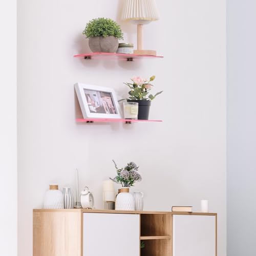 Small Floating Shelves 12x4 Inch Pink 2 Pcs
