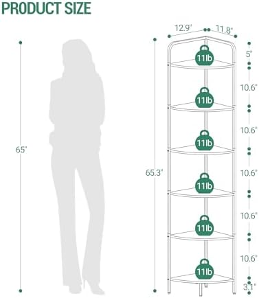 Corner Shelf Stand with 6 Tiers and Metal Frame