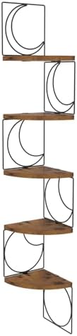 PHAREGE 5 Tier Moon Phase Corner Shelves Brown Black