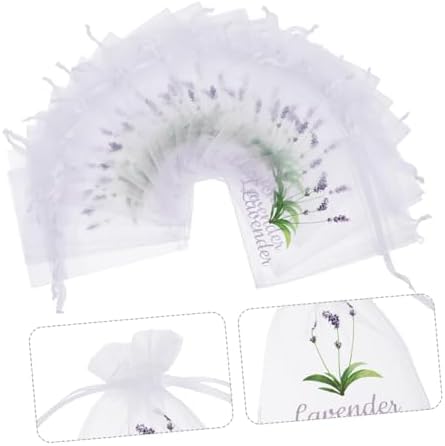 Wakauto 50pcs Lavender Sachet Bags Drawstring Mesh Pouches for Dried Flowers Spices