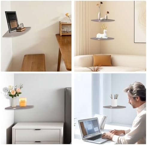JJL Corner Wall Shelf Set of 2 Modern Floating Shelves