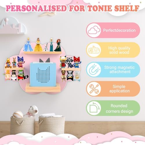 Tonies Box Organizer Magnetic Floating Shelf Pink