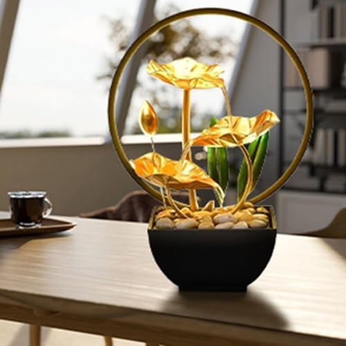 Indoor Tabletop 3 Tiered Fountain with LED Light and Stones