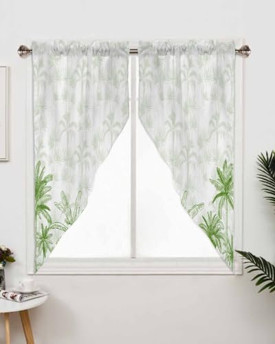 Green Palm Trees Swag Valances for Windows 36 Inch Set