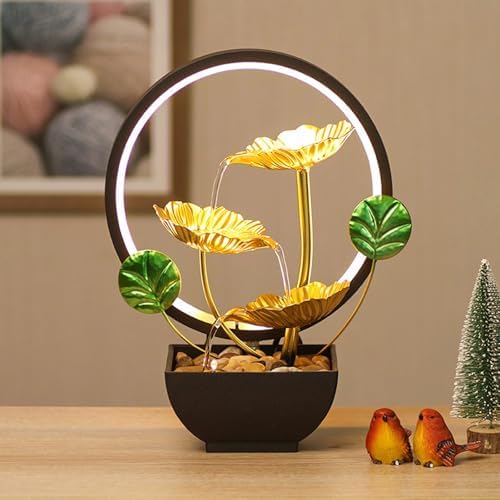 Indoor Tabletop 3 Tiered Fountain with LED Light and Stones