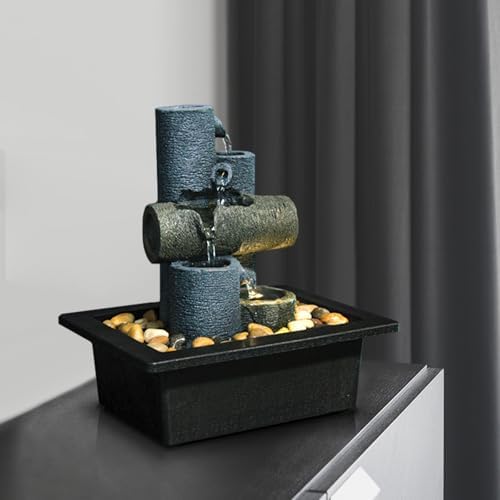 Tabletop Fountain with Waterfall and LED Lights