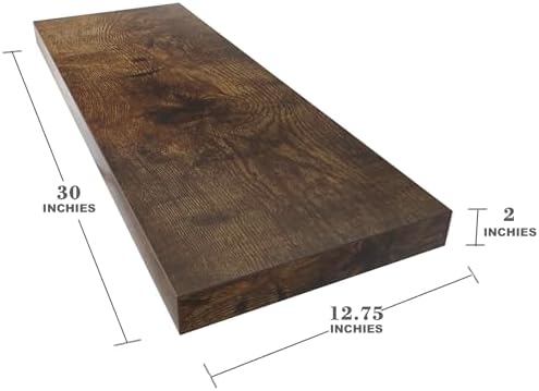 Dumekko Set of 3 Large Floating Shelves Rustic Brown
