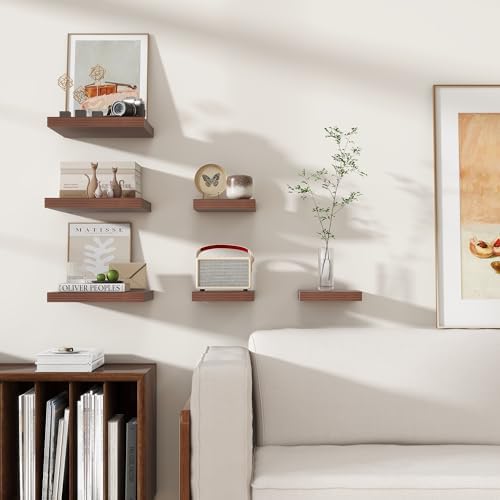 Venusmiles Square Floating Shelves 3 Pack Walnut