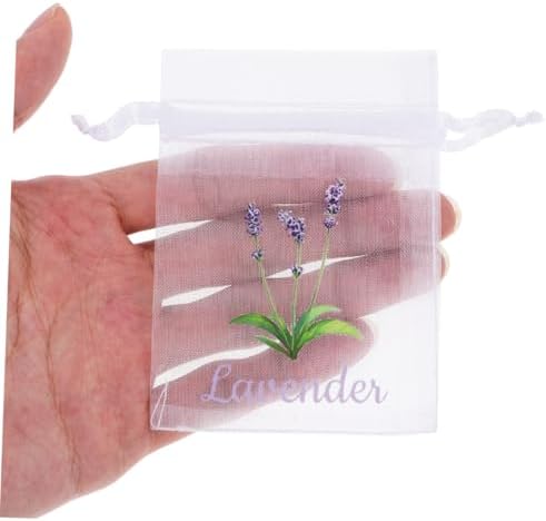 Wakauto 50pcs Lavender Sachet Bags Drawstring Mesh Pouches for Dried Flowers Spices