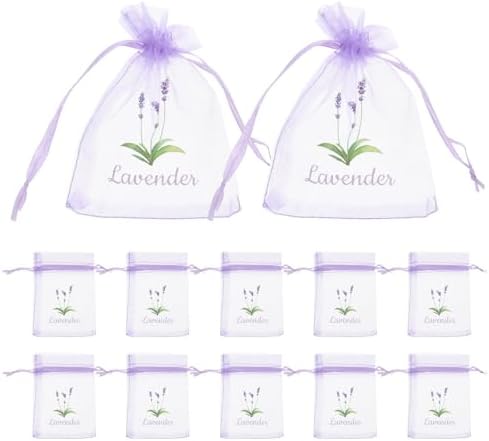 LOGOFUN 20PCS Lavender Sachet Drawstring Bags - Light Purple