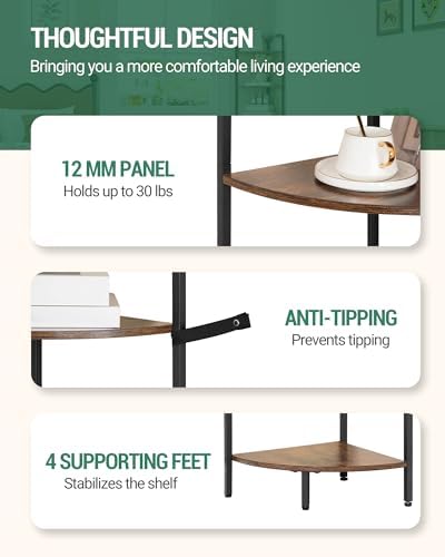 Corner Shelf Stand with 6 Tiers and Metal Frame