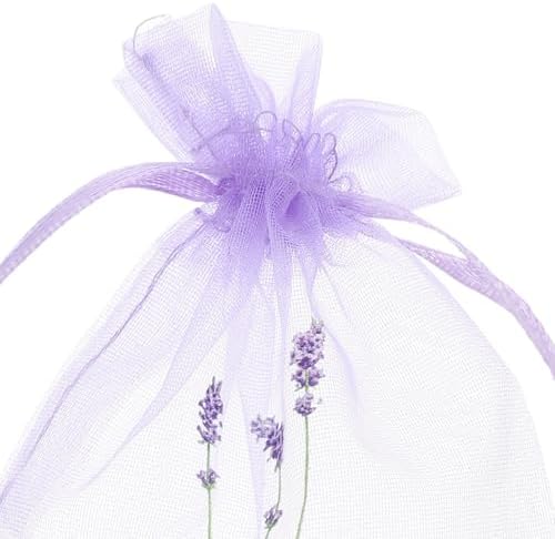 LOGOFUN 20PCS Lavender Sachet Drawstring Bags - Light Purple