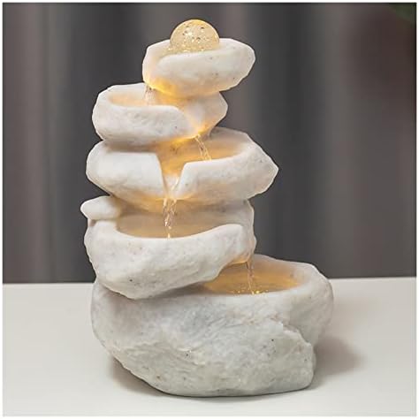 Waoceo Tabletop Fountain with LED Lights and Waterfall Design