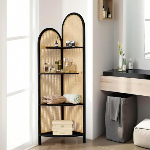 Asnefeli 4-Tier Corner Shelf Stand with Legs Black