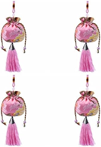 4 Pcs Embroidered Flower Scent Sachet Bags with Tassel Drawstring 1