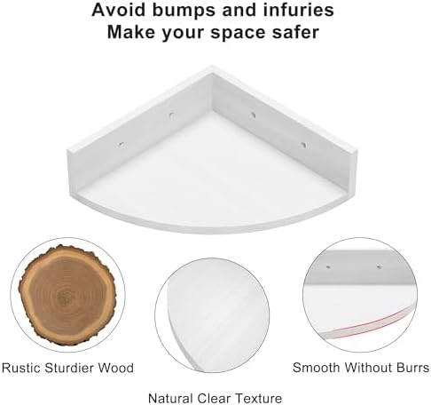 Alsonerbay White Corner Shelf Wall Mount Set of 3