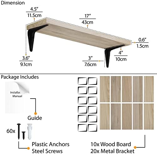 Wallniture Arras Floating Shelves Set of 10 17x45