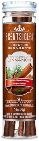 Scentsicles Cinnamon Scented Christmas Ornaments with Hooks - 1 Bottle 6 Sticks