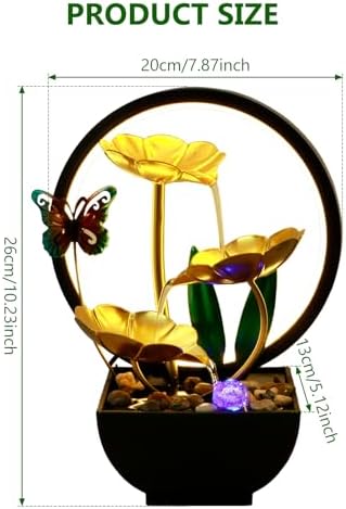 USB Powered Tabletop Fountain with LED Light and Natural Stones
