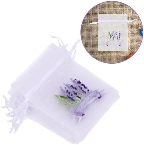 LOGOFUN 20pcs Lavender Sachet Pouch for DIY Crafts Wedding Party Supplies White
