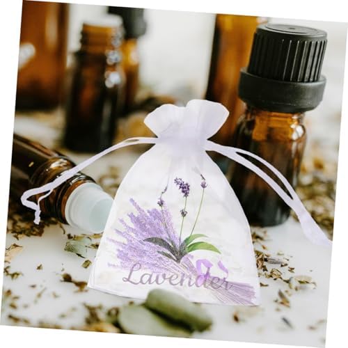 Wakauto 50pcs Lavender Sachet Bags Drawstring Mesh Pouches for Dried Flowers Spices